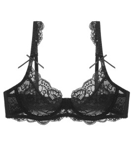 WLMZ113100152 法式性感內衣夏季超薄透明蕾絲大碼內衣大胸顯小防下垂文胸罩