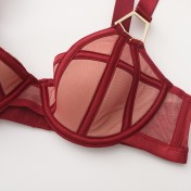 WLMZ113100156 法式內衣性感薄款網紗寬肩帶軟鋼圈文胸罩小胸顯大聚攏防下垂內衣