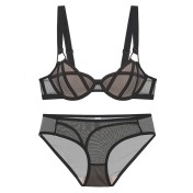 WLMZ113100156 法式內衣性感薄款網紗寬肩帶軟鋼圈文胸罩小胸顯大聚攏防下垂內衣