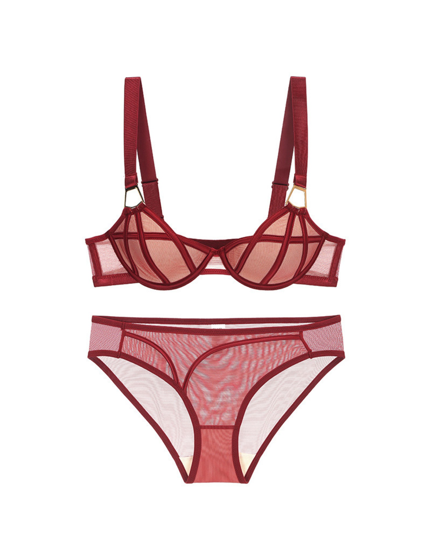 WLMZ113100156 法式內衣性感薄款網紗寬肩帶軟鋼圈文胸罩小胸顯大聚攏防下垂內衣