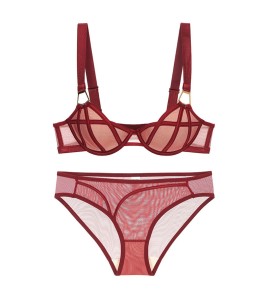 WLMZ113100156 法式內衣性感薄款網紗寬肩帶軟鋼圈文胸罩小胸顯大聚攏防下垂內衣