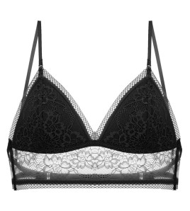 WLMZ113100160 法式性感蕾絲內衣夏季薄款U型大露背美背內衣三角杯無鋼圈文胸罩