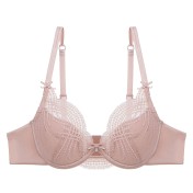 WLMZ113100174 法式性感內衣女薄款純欲透氣蕾絲內衣大胸顯小防下垂大碼文胸罩