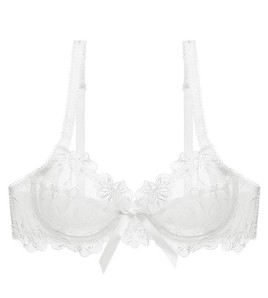 WLMZ113100179 性感內衣女法式超薄透明蕾絲情趣內衣大胸顯小大碼文胸罩