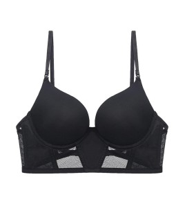 WLMZ113100220 法式U型光面無痕少女內衣性感隱形美背掛脖文胸小胸顯大聚攏文胸