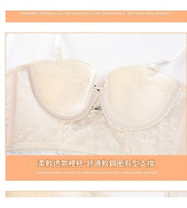 WLMZ113100223 法式性感馬甲式魚骨胸衣薄棉U型美背內衣女蕾絲聚攏文胸套裝女士