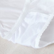 WLMZ113100231 水溶刺繡蕾絲內褲絲滑牛奶絲女士內褲性感大碼白色三角褲