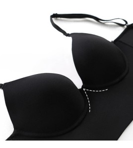 WLMZ113100235 法式大露背美背文胸大U性感光面無痕內衣軟鋼圈大胸顯小文胸罩