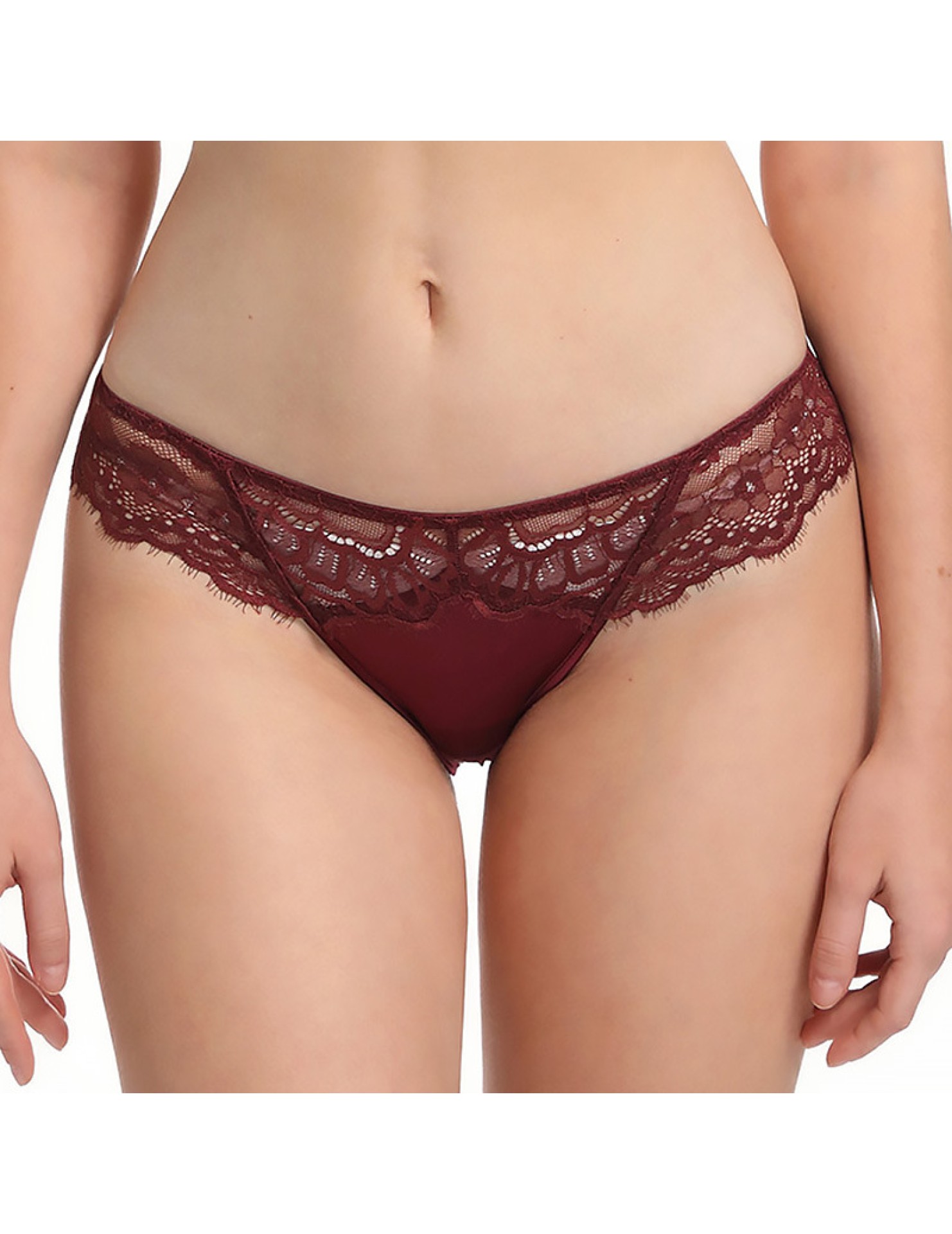 WLMZ113100331 法式性感內褲超薄透視刺繡蕾絲內褲純棉底襠大碼低腰三角內褲