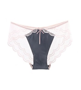 WLMZ113100349 性感內褲女法式薄款緞面拼接蕾絲內褲純棉襠部提臀低腰三角褲
