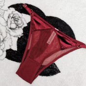 WLMZ113100361 性感情趣內褲薄款絲絨接拼網紗內褲T褲純棉襠部低腰三角褲