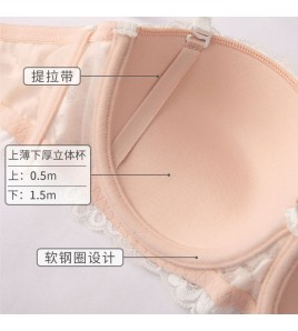 WLMZ113100289 法式性感內衣女半杯小胸顯大聚攏內衣收副乳防下垂蕾絲文胸罩