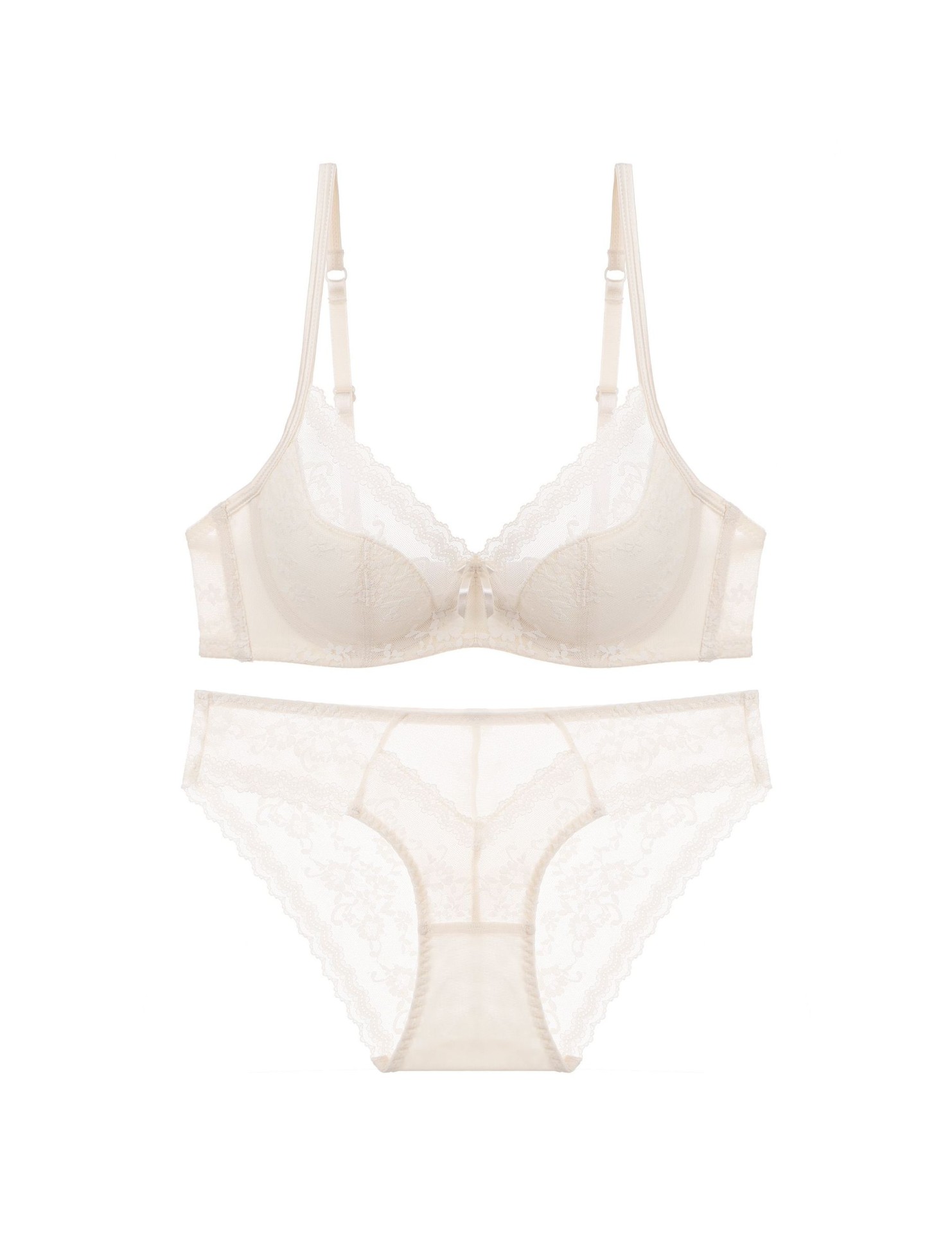 WLMZ113100341 性感蕾絲內衣夏季純欲薄杯軟鋼圈法式內衣大胸顯小大碼文胸罩