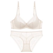 WLMZ113100341 性感蕾絲內衣夏季純欲薄杯軟鋼圈法式內衣大胸顯小大碼文胸罩