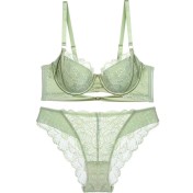 WLMZ113100379 法式新款內衣女性感鏤空薄棉蕾絲內衣大胸顯小防下垂文胸套裝