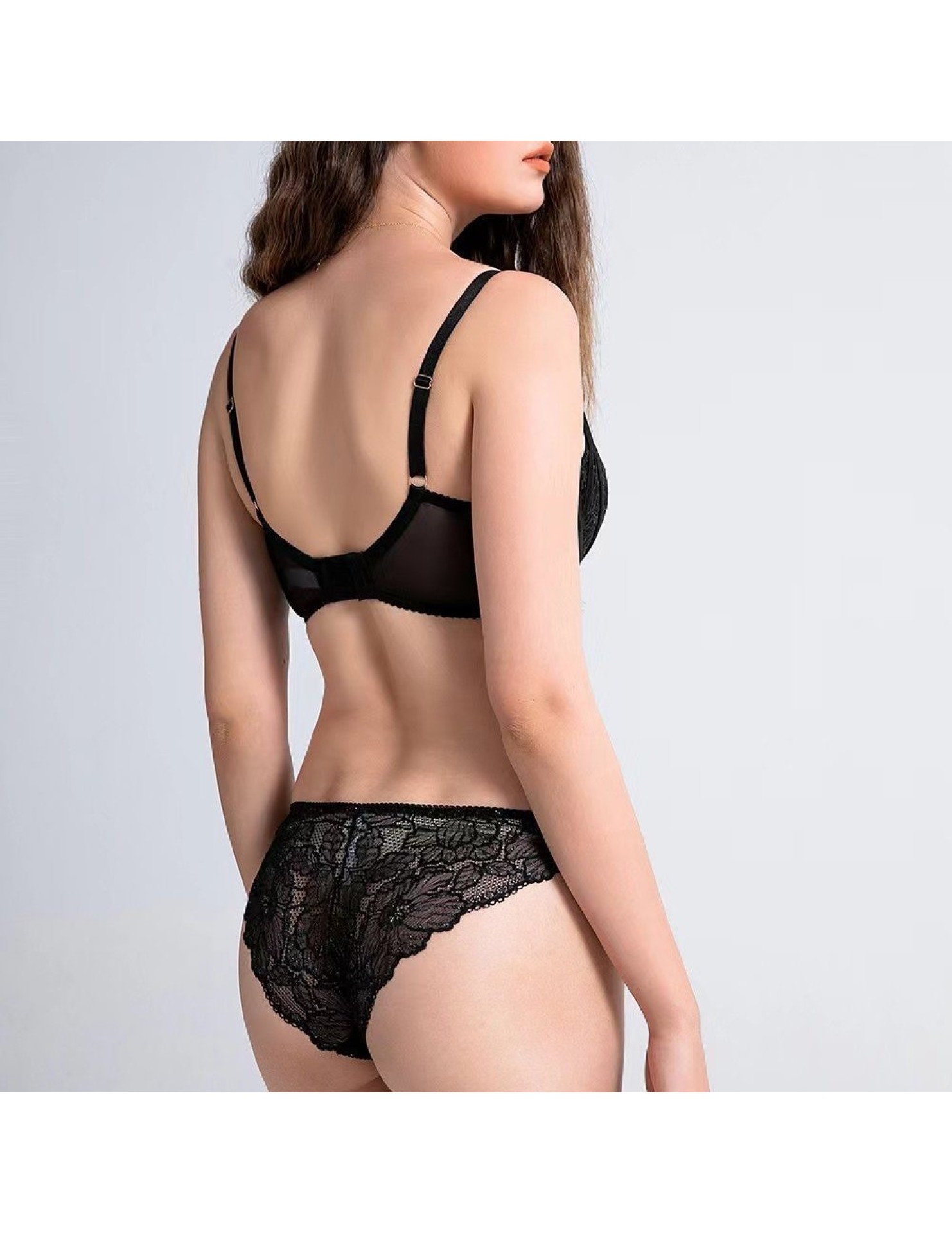 WLMZ113100379 法式新款內衣女性感鏤空薄棉蕾絲內衣大胸顯小防下垂文胸套裝