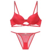 WLMZ113100381 性感內衣光面燙珠交叉綁帶小胸聚攏內衣收副乳大碼文胸罩