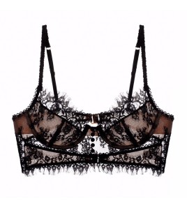 WLMZ113100383 法式睫毛蕾絲內衣女超薄美背性感文胸大胸顯小防下垂文胸罩