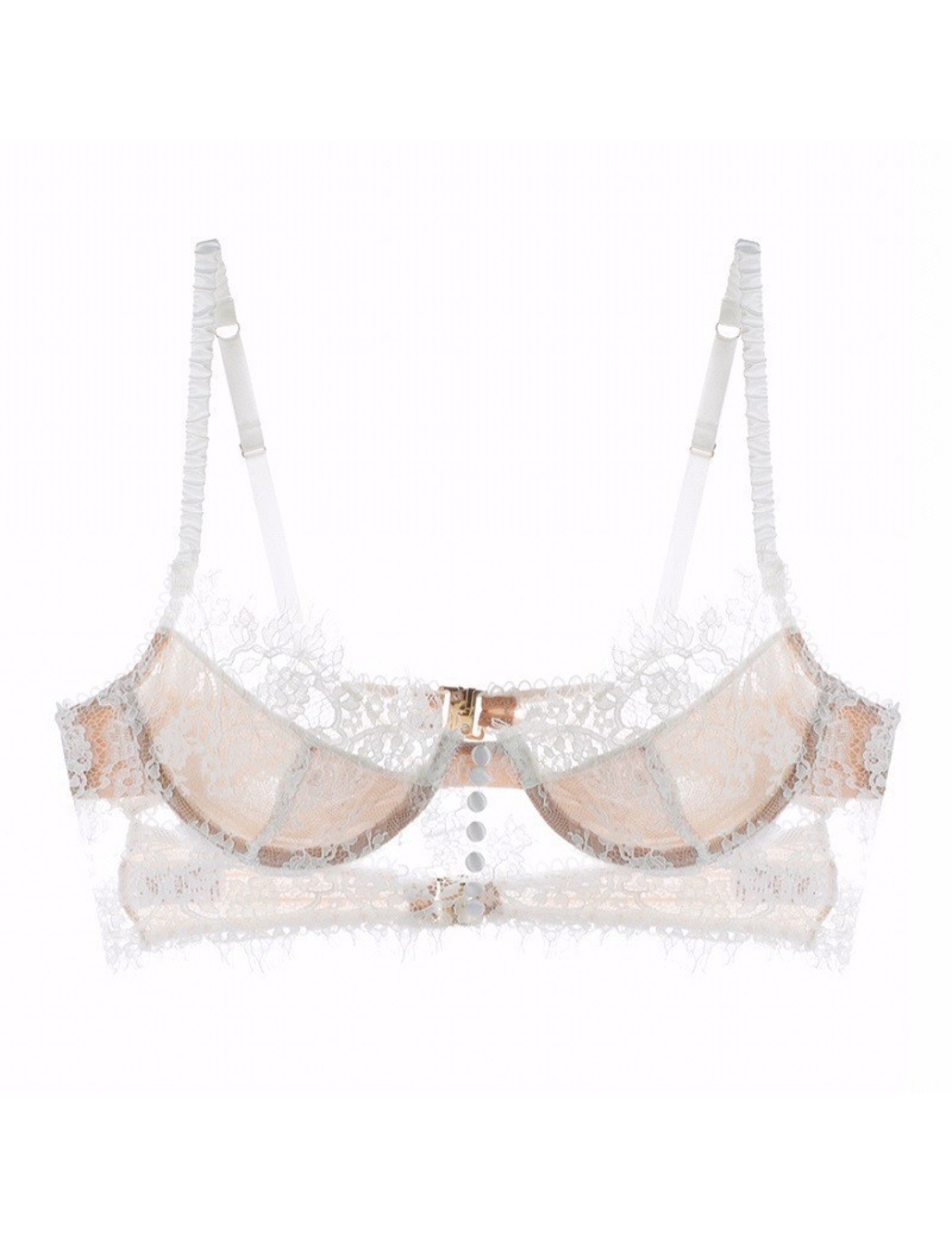 WLMZ113100383 法式睫毛蕾絲內衣女超薄美背性感文胸大胸顯小防下垂文胸罩