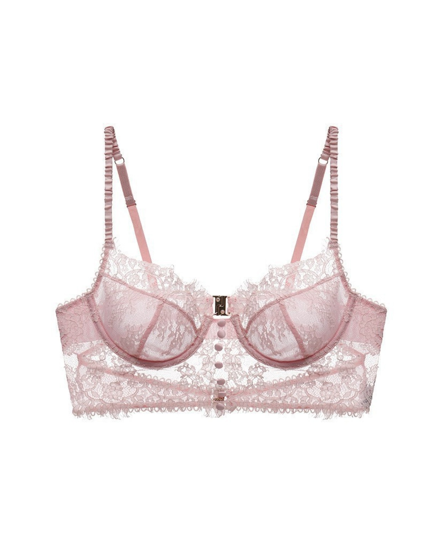 WLMZ113100383 法式睫毛蕾絲內衣女超薄美背性感文胸大胸顯小防下垂文胸罩