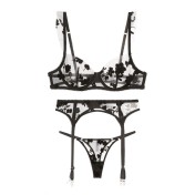WLMZ113100390 性感情趣內衣法式超薄刺繡蕾絲文胸套裝大胸顯小防下垂文胸罩