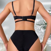 WLMZ113100405 性感內衣法式交叉綁帶光面無痕大碼內衣小胸聚攏文胸套裝