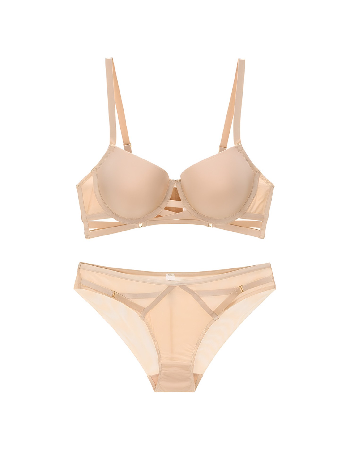 WLMZ113100405 性感內衣法式交叉綁帶光面無痕大碼內衣小胸聚攏文胸套裝