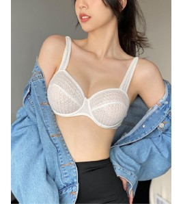WLMZ113100412 法式內衣女性感超薄透氣文胸大胸顯小大碼文胸聚攏防下垂胸罩Bra