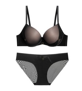 WLMZ113100414 性感內衣女光面網紗上薄下厚聚攏內衣小胸顯大收副乳文胸套裝