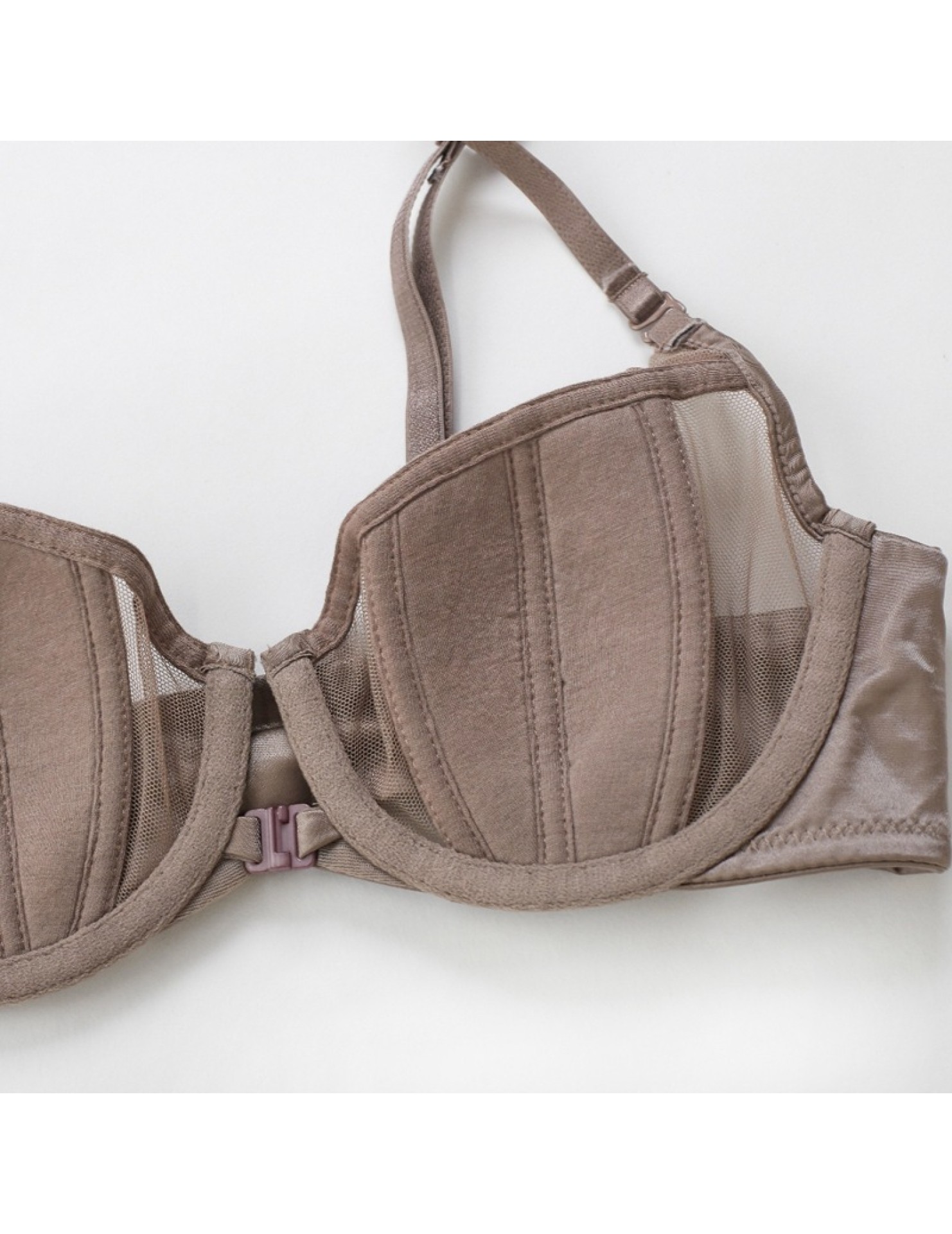 WLMZ113100415 夏季性感大胸顯小胸內衣女薄款夏季法式半杯聚攏前扣兔耳朵文胸罩