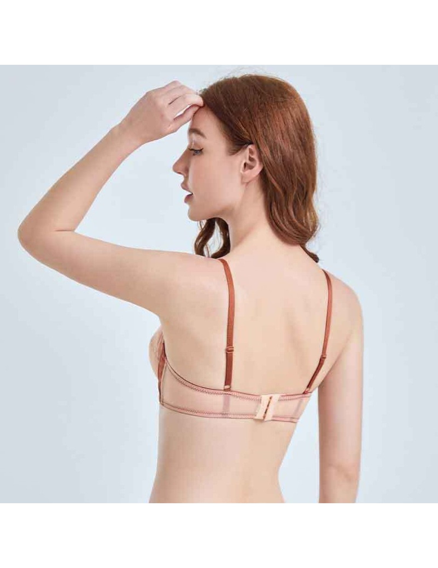 WLMZ113100418 法式深V性感內衣薄棉網紗撞色聚攏文胸大胸顯小大碼文胸套裝Bra