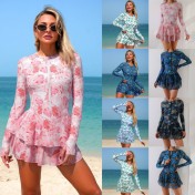 LYXN6119100052 2026年連體泳裝防曬服長袖拉鏈沖浪服女士泳衣裙式比基尼