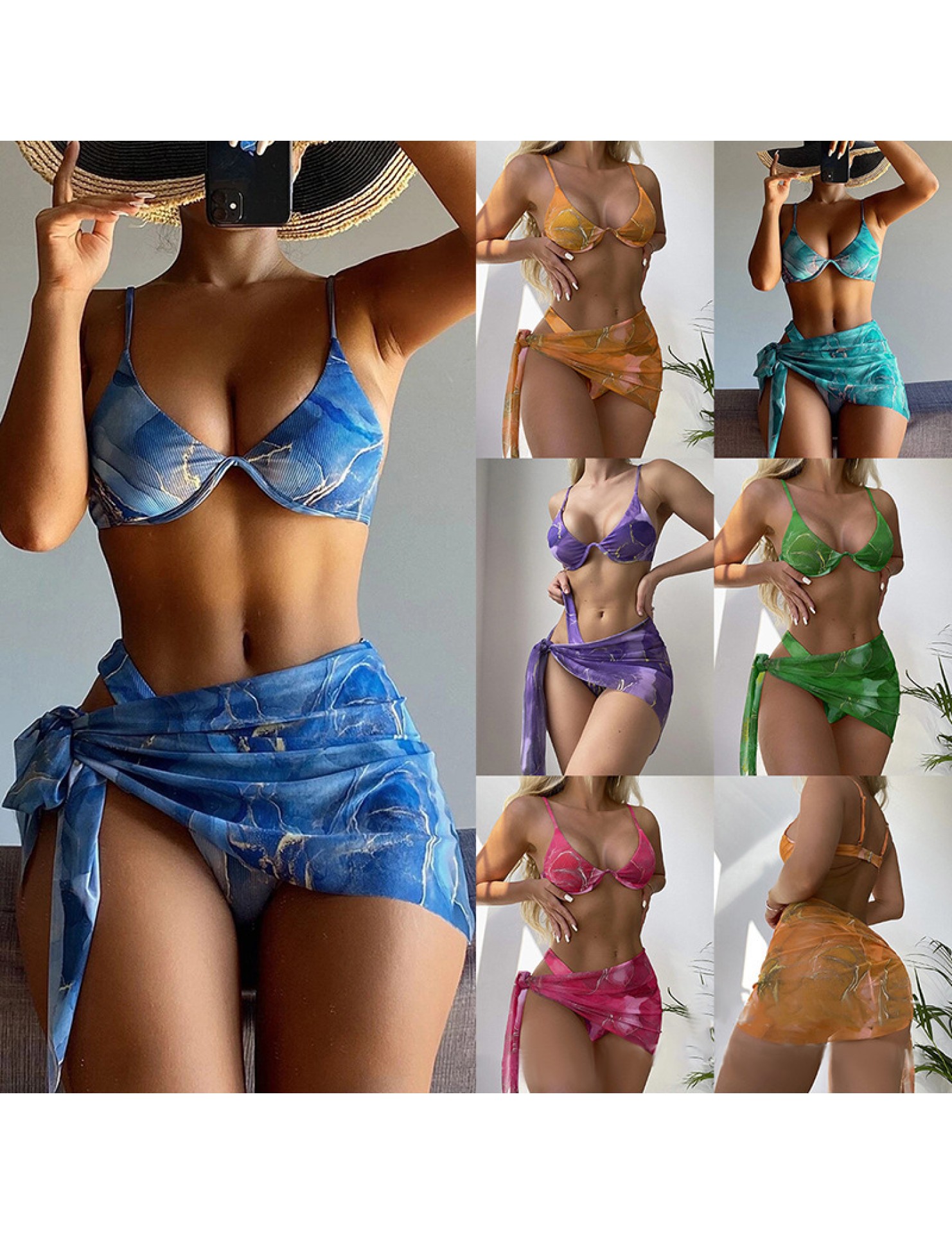 LYXN6119100111 2025年新款比基尼女士泳衣性感三件套泳裝沙灘度假游泳衣