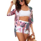 LYXN6119100123 2025新款泳衣開衫比基尼三件套分體高腰性感吊帶女士泳裝