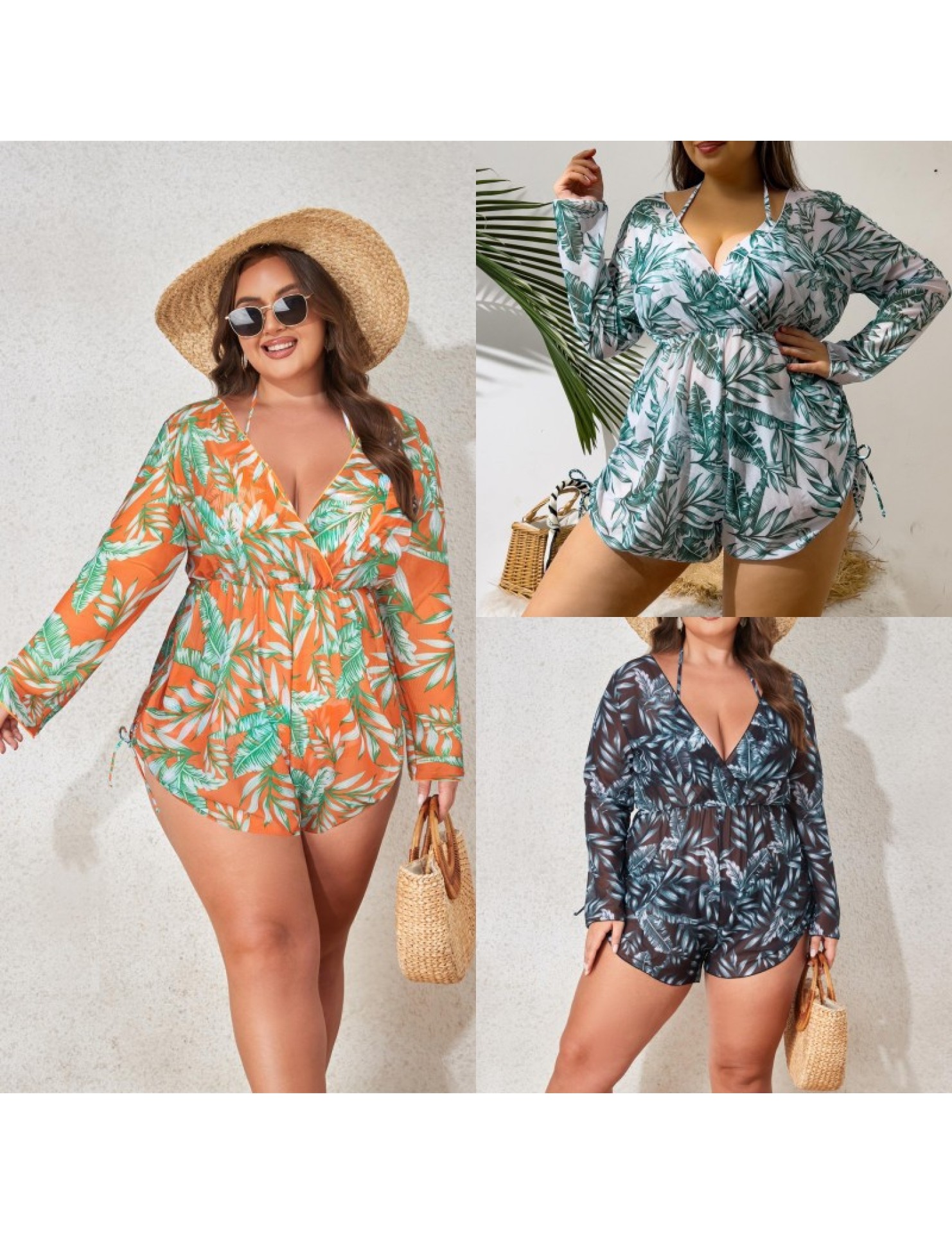 LYXN6119100146 新款性感三件套泳衣長袖短褲比基尼女士泳裝游泳衣