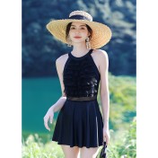 LFWN121100003 新款泳衣女泡溫泉連體裙式平角帶胸墊小胸聚攏韓國網紅風度假泳衣