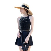 LFWN121100003 新款泳衣女泡溫泉連體裙式平角帶胸墊小胸聚攏韓國網紅風度假泳衣