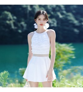 LFWN121100003 新款泳衣女泡溫泉連體裙式平角帶胸墊小胸聚攏韓國網紅風度假泳衣