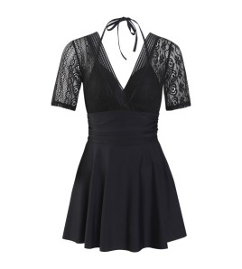 LFWN121100007 2025新款韓版泳衣女裙式連體泳衣女平角保守遮肚顯瘦溫泉游泳衣女