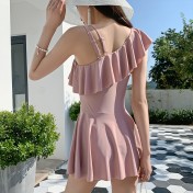 2025新款連體泳衣女韓版大碼泳衣女士顯瘦游泳衣保守裙式溫泉泳裝