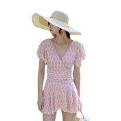 LFWN121100011 連體泳衣女2025新款韓版鋼托聚攏裙式游泳衣平角保守溫泉泳裝女