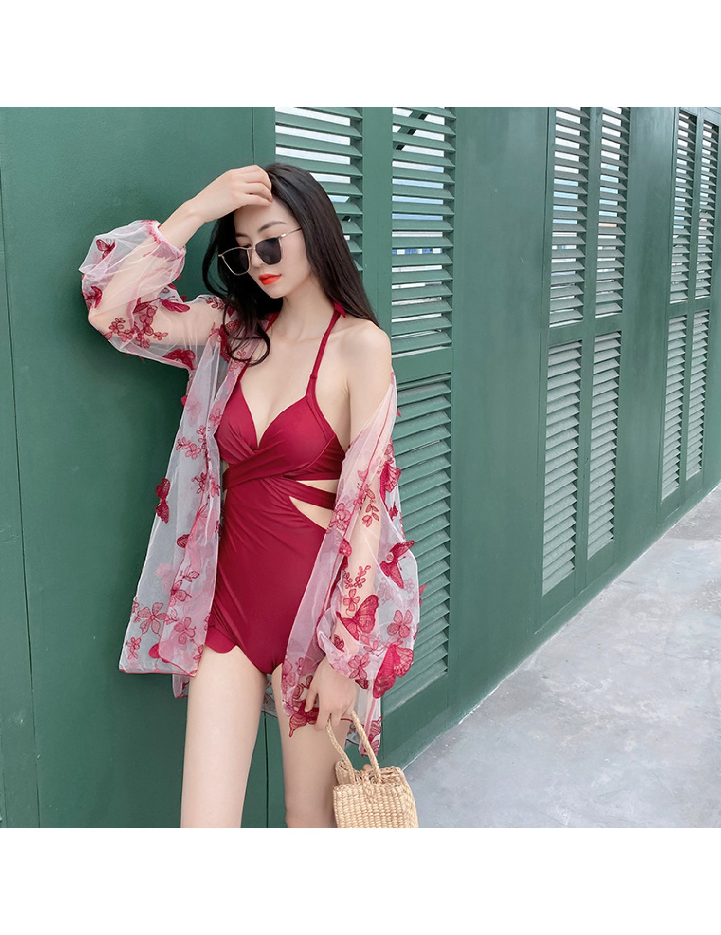 LFWN121100012 泳裝2025新款連體泳衣女韓版性感連體比基尼兩件套小胸聚攏游泳衣