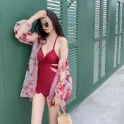 LFWN121100012 泳裝2025新款連體泳衣女韓版性感連體比基尼兩件套小胸聚攏游泳衣