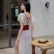 LFWN121100013 時尚拼色泳衣女新款連體比基尼兩件套小胸聚攏溫泉游泳衣女