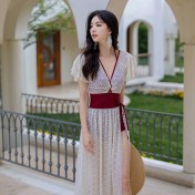 LFWN121100013 時尚拼色泳衣女新款連體比基尼兩件套小胸聚攏溫泉游泳衣女