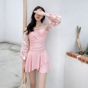 LFWN121100015 2025新款泳衣女韓版修身顯瘦連體裙式泳衣鋼托聚攏性感露背游泳裝