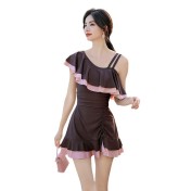 LFWN121100016 2025新款連體泳衣女夏法式設計感連體裙式游泳衣女顯瘦溫泉泳裝女