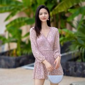 LFWN121100115 泳衣女2025夏季新款連體裙式泳衣遮肚顯瘦聚攏海邊游泳衣女