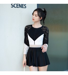 LFWN121100124 泳衣女新款保守連體裙式游泳衣遮肚顯瘦性感泳裝女