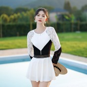 LFWN121100124 泳衣女新款保守連體裙式游泳衣遮肚顯瘦性感泳裝女